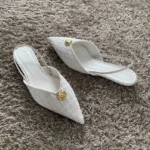 Sandali slingback tacco basso bianco eleganti donna - immagine 3