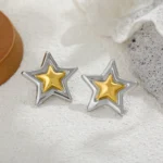 Orecchini cuore bicolore donna in acciaio inox - immagine 6
