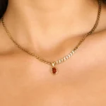 Collana donna con ciondolo ovale in pietra naturale multicolore - immagine 2