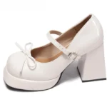 Scarpe Mary Jane eleganti con tacco largo e fiocco - immagine 6