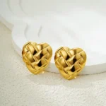 Orecchini vintage oro a cuore e pera in acciaio inox - immagine 2