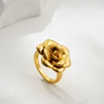 Anello vintage rosa in acciaio inox placcato oro 18K