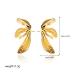 Orecchini a bottone vintage foglia di giglio in acciaio inox - immagine 6