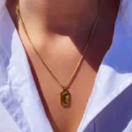 Collana rettangolare sole luna in acciaio inox - immagine 3