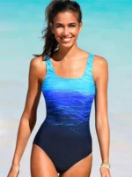 Costume intero stampa sportiva donna con schiena incrociata