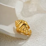 Anello a guscio di cocco placcato oro 18K impermeabile - immagine 4