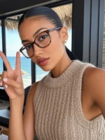 Occhiali rettangolari retrò senza prescrizione per uso quotidiano