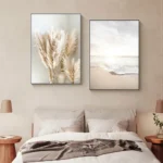 Set 3 stampe mare beige su tela per soggiorno - immagine 3