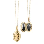 Collana medaglione ovale apribile con zirconi impermeabile - immagine 5