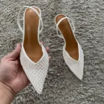 Sandali mesh con tacco a spillo e perline donna - immagine 4