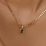 Collana donna con ciondolo ovale in pietra naturale multicolore