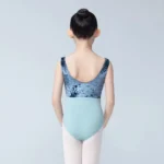 Body da balletto in velluto per ragazze con scollo a V - immagine 3