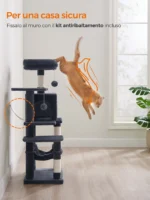 Albero tiragraffi per gatti 112 cm con cuccia e amaca - immagine 2