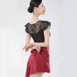 Body danza in pizzo nero effetto due pezzi - immagine 3