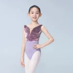 Body da balletto in velluto per ragazze con scollo a V - immagine 6