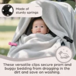 Set 2 clip fermacoperte universali per passeggino - immagine 2