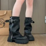 Stivaletti donna platform vintage con suola spessa - immagine 4