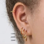 Set 3 paia orecchini a cerchio in acciaio inox oro e argento - immagine 5