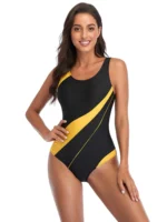Costume intero sportivo donna a righe, schiena scoperta - immagine 5