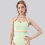 Body danza verde donna con collo allacciato