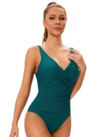 Costume intero taglie forti scollo a V incrociato - immagine 2