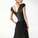 Body da balletto donna nero con pizzo e scollo a V - immagine 6