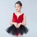 Body da balletto in velluto per ragazze con scollo a V