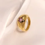 Anello donna cupola oro 18K con stella di cristallo rosa e blu - immagine 6