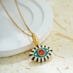 Collana occhio del diavolo donna in acciaio oro 18K - immagine 2