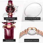 Orologio donna al quarzo impermeabile con cinturino in pelle - immagine 4