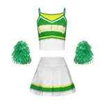 Costume cheerleader bambina 5-14 anni con pompon e gonna - immagine 3