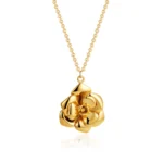 Collana donna con ciondolo fiore rosa 3D in acciaio oro - immagine 6