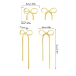 Orecchini pendenti fiocco a catena lunga placcati oro - immagine 6