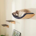 Gradini da parete per gatti in legno con tappetino antigraffio - immagine 3