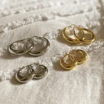 Orecchini a cerchio dorati spessi in acciaio inox