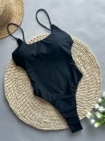 Costume intero donna senza schiena con spalline regolabili - immagine 5
