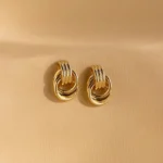 Orecchini a lobo vintage a tre strati con nodo intrecciato - immagine 3