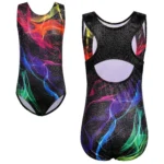 Body ginnastica bambina senza maniche con paillettes