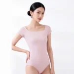 Body da balletto donna con scollo quadrato e maniche corte