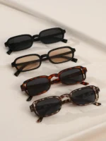 Set 4 occhiali da sole rettangolari piccoli donna