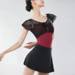 Body danza in pizzo nero effetto due pezzi - immagine 2