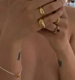 Set 2 anelli cerchio geometrici placcati oro donna - immagine 3