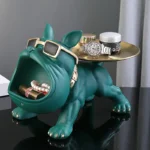 Statua bulldog in resina 30 cm con vano portaoggetti - immagine 3