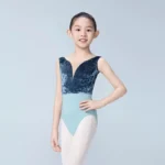 Body da balletto in velluto per ragazze con scollo a V - immagine 2