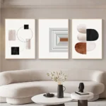 Quadro line art bianco e nero geometrico astratto su tela