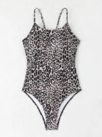 Costume intero leopardato donna a fascia con taglio alto - immagine 4