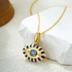 Collana occhio del diavolo donna in acciaio oro 18K - immagine 4