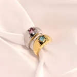 Anello donna rosa a cupola con cristalli e stella - immagine 4