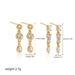 Set 2 paia orecchini a catena con zirconi placcati oro - immagine 6