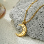 Collana donna luna e stella in acciaio oro